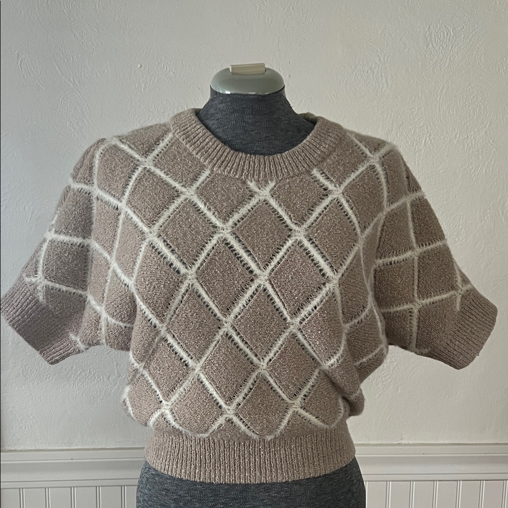 Halogen Taupe Diamond Knit Sweater